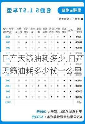 日产天籁油耗多少,日产天籁油耗多少钱一公里