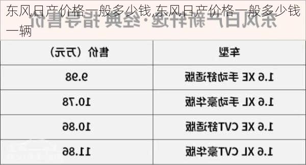 东风日产价格一般多少钱,东风日产价格一般多少钱一辆