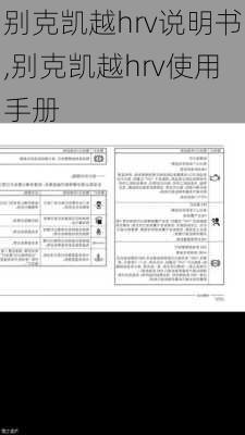 别克凯越hrv说明书,别克凯越hrv使用手册