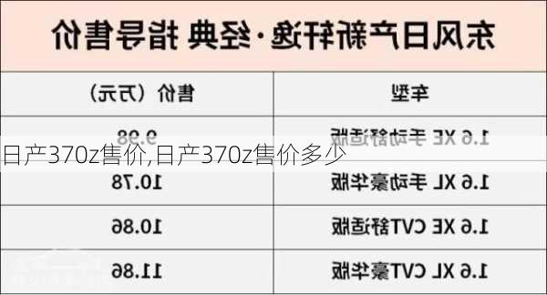 日产370z售价,日产370z售价多少