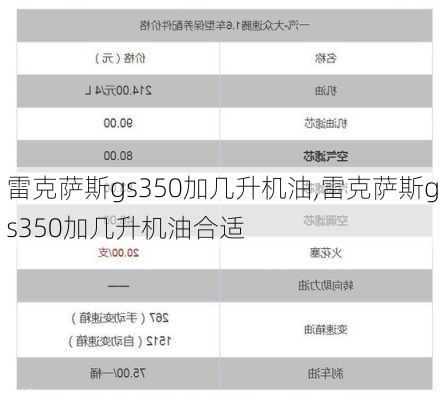 雷克萨斯gs350加几升机油,雷克萨斯gs350加几升机油合适