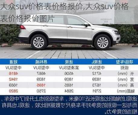 大众suv价格表价格报价,大众suv价格表价格报价图片