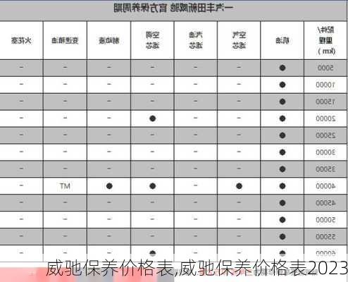 威驰保养价格表,威驰保养价格表2023