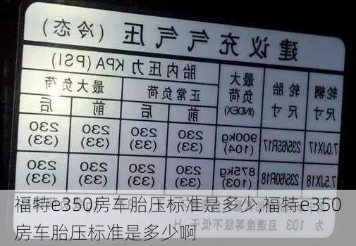 福特e350房车胎压标准是多少,福特e350房车胎压标准是多少啊