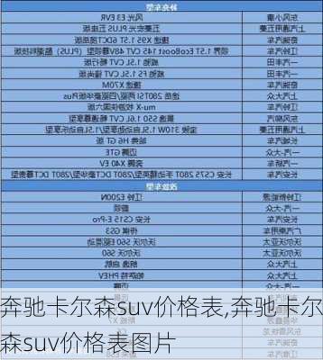 奔驰卡尔森suv价格表,奔驰卡尔森suv价格表图片