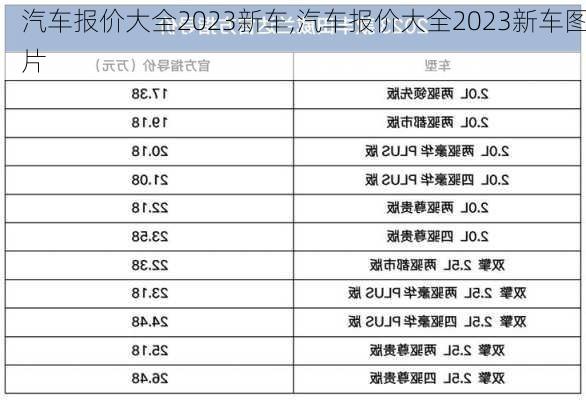 汽车报价大全2023新车,汽车报价大全2023新车图片