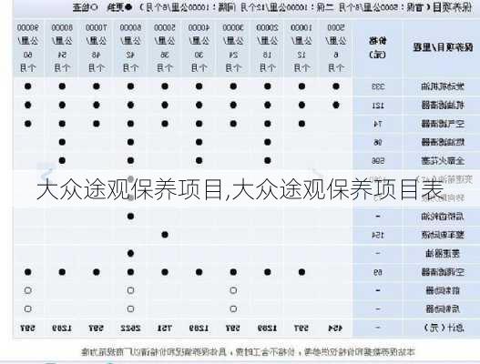 大众途观保养项目,大众途观保养项目表