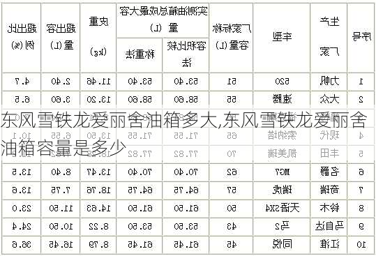 东风雪铁龙爱丽舍油箱多大,东风雪铁龙爱丽舍油箱容量是多少