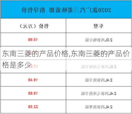 东南三菱的产品价格,东南三菱的产品价格是多少