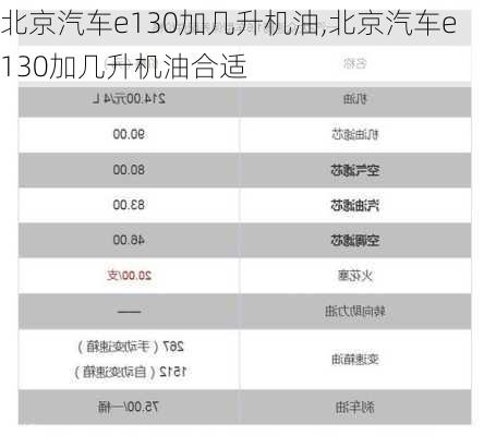 北京汽车e130加几升机油,北京汽车e130加几升机油合适