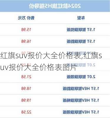 红旗suv报价大全价格表,红旗suv报价大全价格表图片